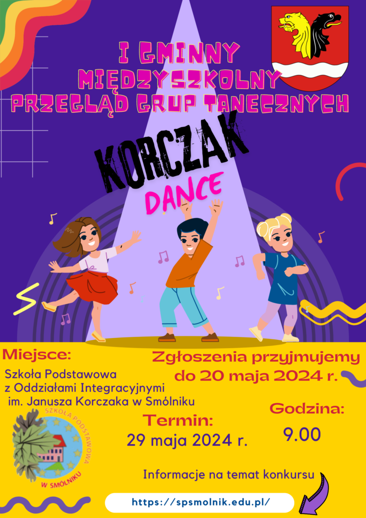 Plakat zachęcający do wzięcia udziału w przeglądzie grup tanecznych