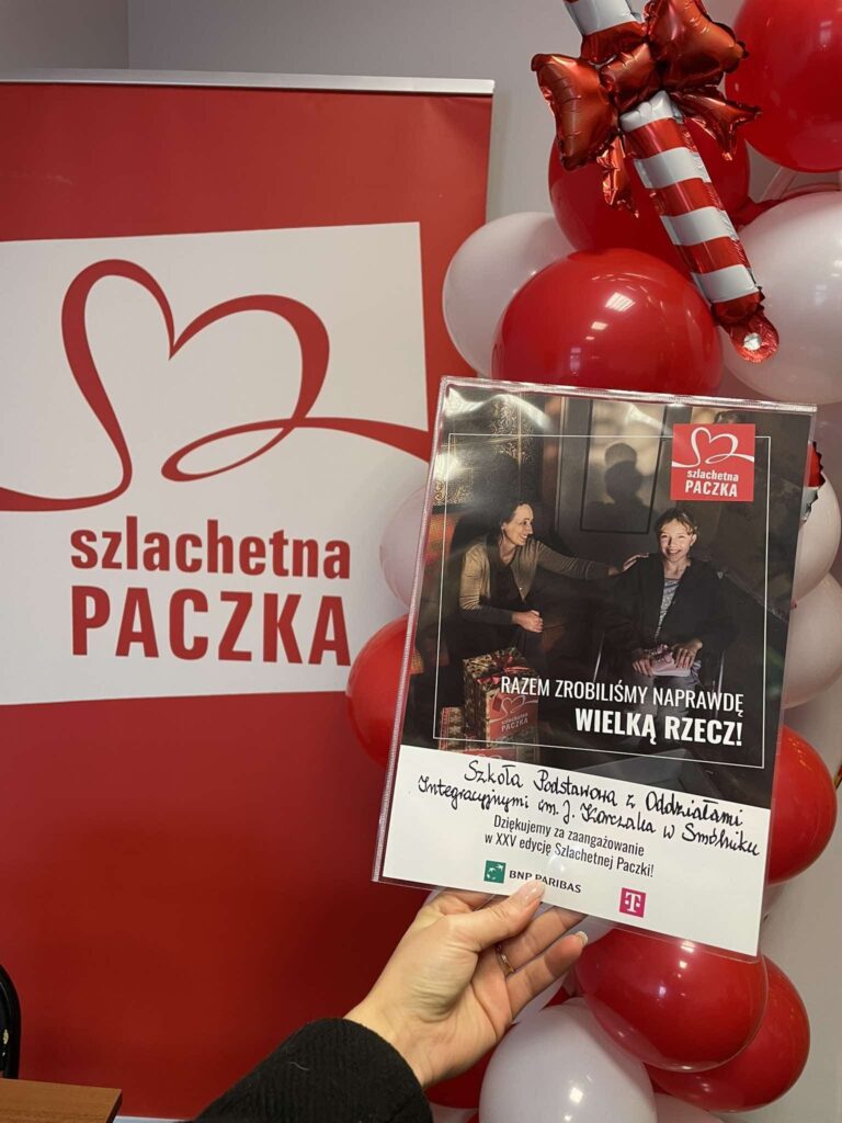 podziękowanie dla szkoły za udział w szlachetnej paczce