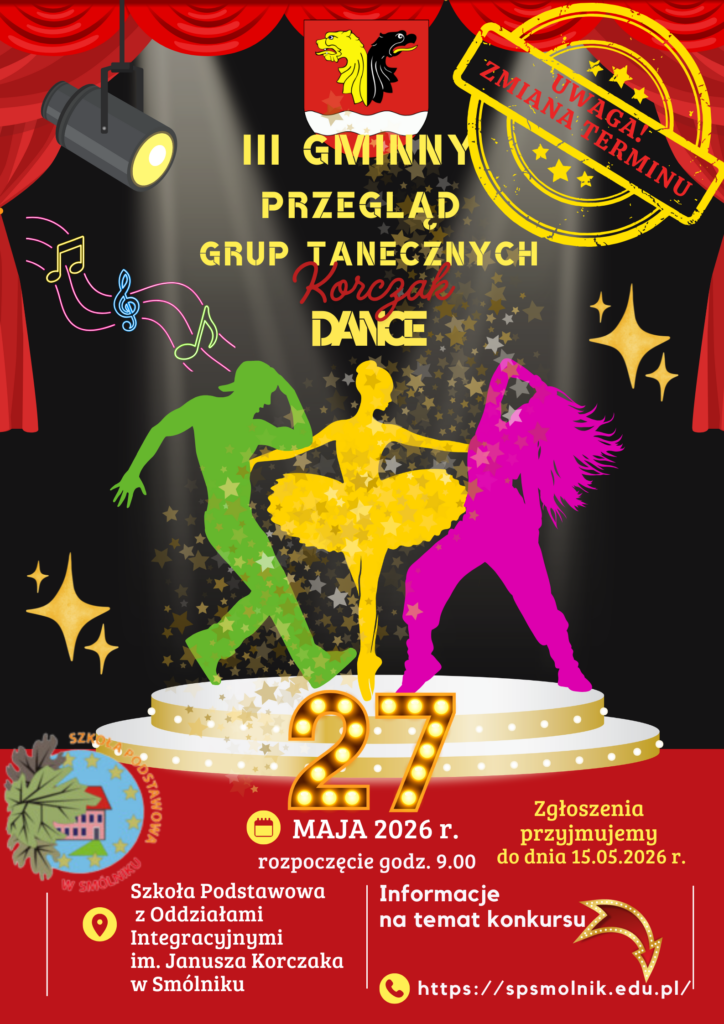 plakat ogłaszający III gminny przegląd grup tanecznych