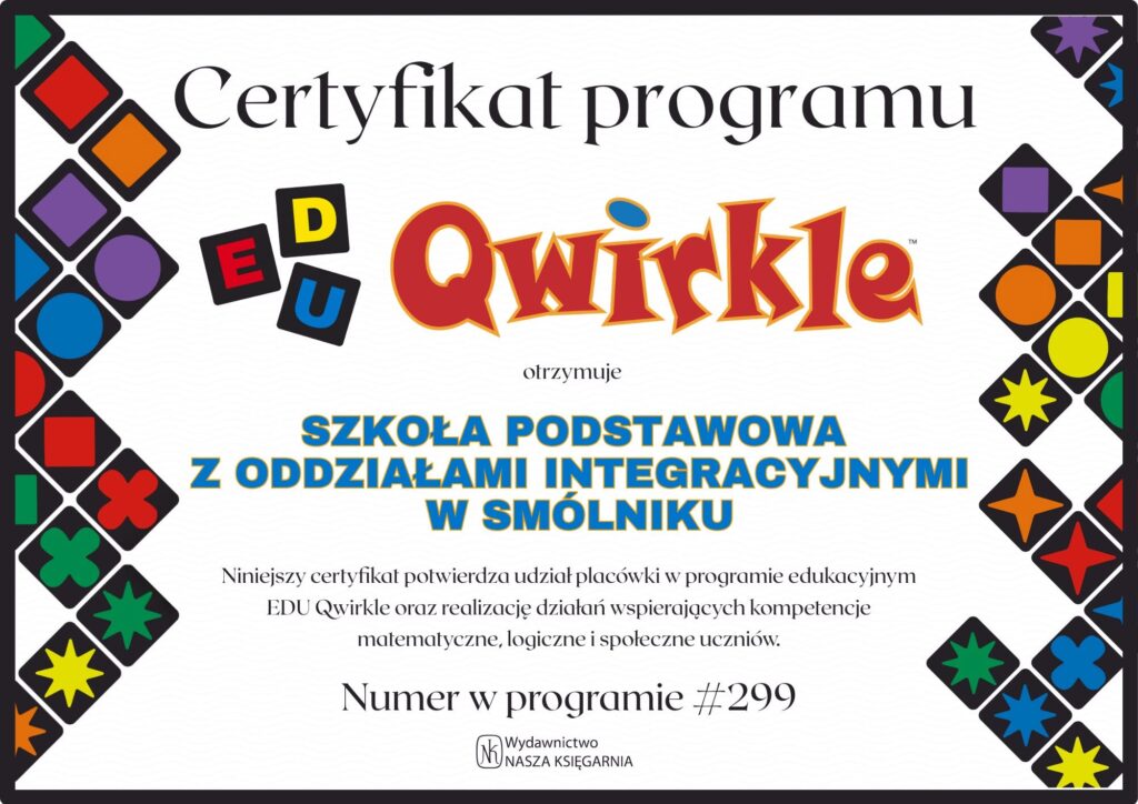certyfikat programu Qwirkle