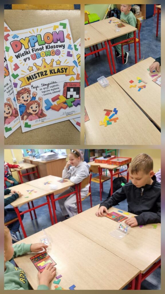 dzieci grające w grę ubongo